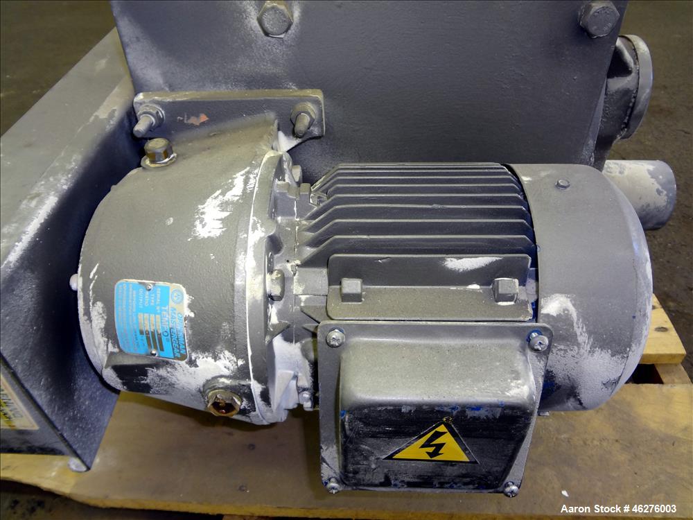 Used Rotolok Blowing Seal Rotary Valve, Model 28BSRCS08B, 316 Stainless Steel. Approximately 12" diameter x 12" wide open vane rotor. Approximate capacity 405 cubic feet per hour at 14 rpm. Driven by...