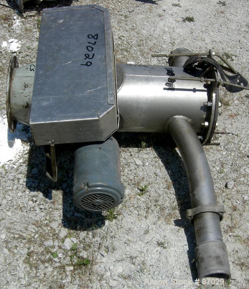 Used Semco Rotary Valve, Model OBRV-02, Cast Iron Housing. Approximate 8" x 10" carbon steel open rotor, approximately 2.4 cubic feet per minute. Driven by a 1 hp, 3/60/230/460 volt, 1750 rpm gear mo...