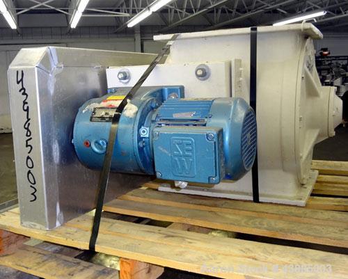Used Semco Rotary Valve, Model RV-18, cast iron housing. Approximately 12” X 15” carbon steel open end rotor, approximately 5.4 cubic feet of material per minute. Driven by a 2 hp, 3/60/230/460 volt,...