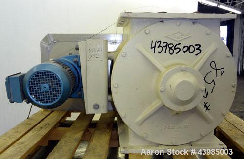 Used Semco Rotary Valve, Model RV-18, cast iron housing. Approximately 12” X 15” carbon steel open end rotor, approximately 5.4 cubic feet of material per minute. Driven by a 2 hp, 3/60/230/460 volt,...