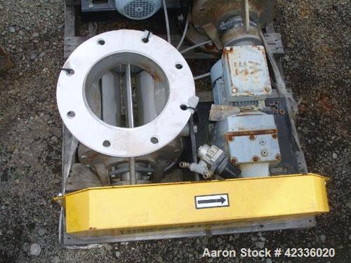 Used Semco 8" Rotary Airlock, Model RV-308, Stainless Steel. 8" Diameter inlet/outlet flange, 15" overall height with (.5) hp, 330/575 volt motor with carbon steel hopper.