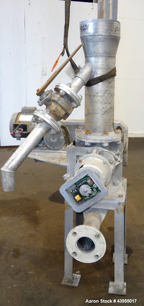 Used Semco Rotary Valve, Model XHD-6, Aluminum Housing. Approximate 0.10 cubic feet per revolution. Driven by a 1/2 hp, 1/60/115/208-230 volt, 1725 rpm gear motor, ratio 39 to 1. Includes a hopper. M...