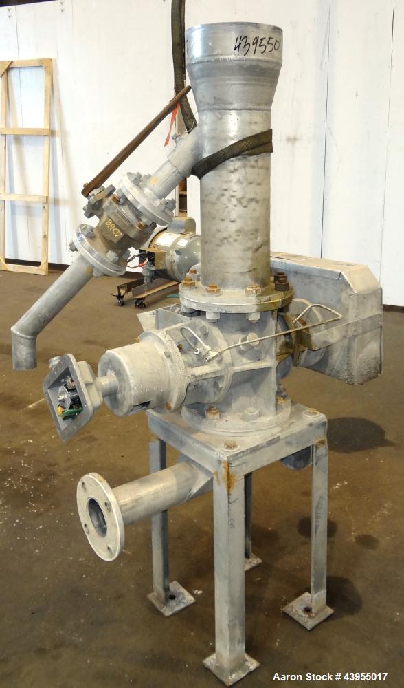 Used Semco Rotary Valve, Model XHD-6, Aluminum Housing. Approximate 0.10 cubic feet per revolution. Driven by a 1/2 hp, 1/60/115/208-230 volt, 1725 rpm gear motor, ratio 39 to 1. Includes a hopper. M...
