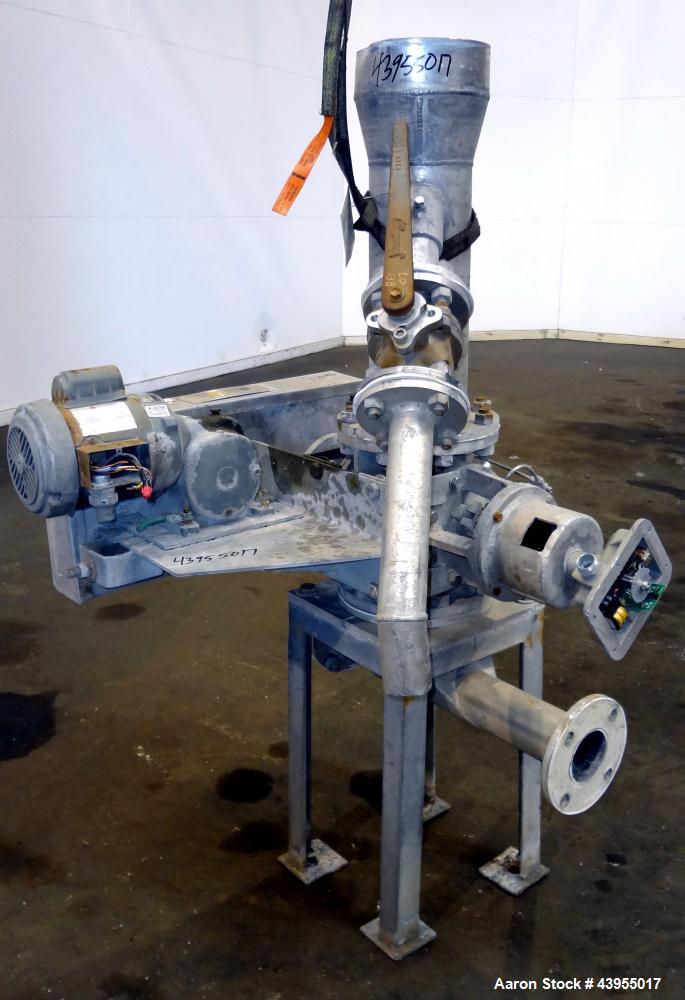 Used Semco Rotary Valve, Model XHD-6, Aluminum Housing. Approximate 0.10 cubic feet per revolution. Driven by a 1/2 hp, 1/60/115/208-230 volt, 1725 rpm gear motor, ratio 39 to 1. Includes a hopper. M...