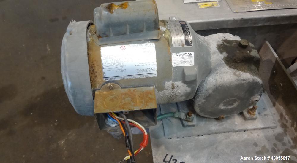 Used Semco Rotary Valve, Model XHD-6, Aluminum Housing. Approximate 0.10 cubic feet per revolution. Driven by a 1/2 hp, 1/60/115/208-230 volt, 1725 rpm gear motor, ratio 39 to 1. Includes a hopper. M...