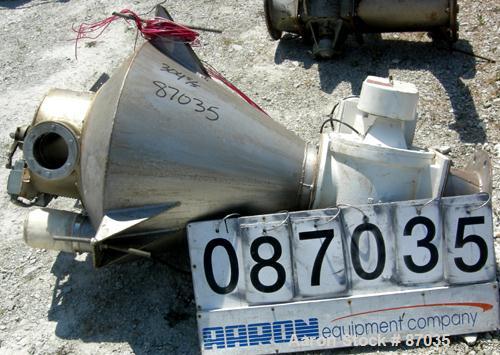 Used Shick Rotary Valve, Model T225-2A, Cast Iron Housing. Approximate 8" x 8", 347 stainless steel, open rotor. Driven by a 3/4 hp, 3/60/230/460 volt, 1150 rpm gear motor. Includes a 304 stainless s...