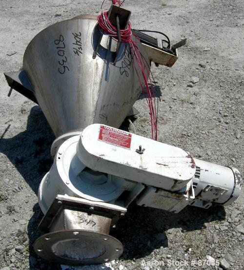 Used Shick Rotary Valve, Model T225-2A, Cast Iron Housing. Approximate 8" x 8", 347 stainless steel, open rotor. Driven by a 3/4 hp, 3/60/230/460 volt, 1150 rpm gear motor. Includes a 304 stainless s...