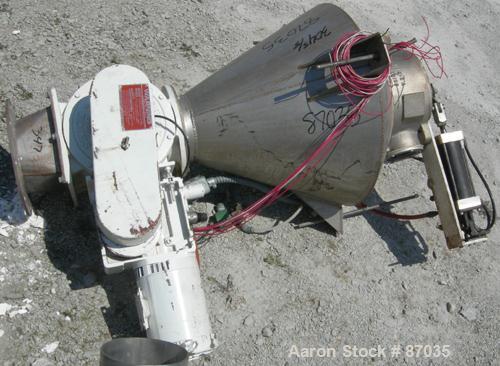 Used Shick Rotary Valve, Model T225-2A, Cast Iron Housing. Approximate 8" x 8", 347 stainless steel, open rotor. Driven by a 3/4 hp, 3/60/230/460 volt, 1150 rpm gear motor. Includes a 304 stainless s...