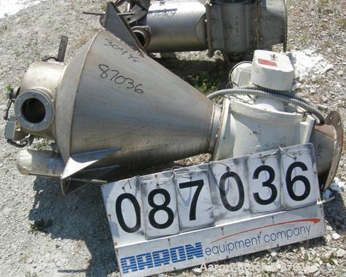 Used Shick Rotary Valve, Model T225-2A, Cast Iron Housing. Approximate 8" x 8", 347 stainless steel, open rotor. Driven by a 3/4 hp, 3/60/230/460 volt, 1150 rpm gear motor. Includes a 304 stainless s...