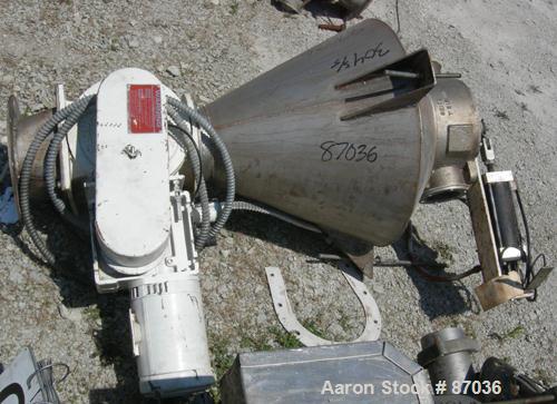 Used Shick Rotary Valve, Model T225-2A, Cast Iron Housing. Approximate 8" x 8", 347 stainless steel, open rotor. Driven by a 3/4 hp, 3/60/230/460 volt, 1150 rpm gear motor. Includes a 304 stainless s...