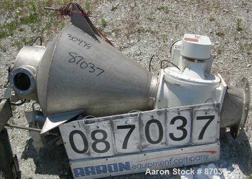 USED: Shick rotary valve, model T225-2A, cast iron housing. Approximate 8" x 8", 347 stainless steel, open rotor. Driven by a 3/4 hp, 3/60/230/460 volt, 1150 rpm gearmotor. Includes a 304 stainless s...