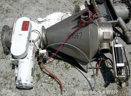 USED: Shick rotary valve, model T225-2A, cast iron housing. Approximate 8" x 8", 347 stainless steel, open rotor. Driven by a 3/4 hp, 3/60/230/460 volt, 1150 rpm gearmotor. Includes a 304 stainless s...
