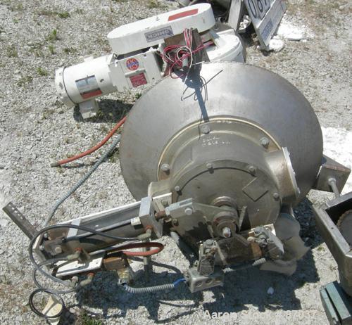 USED: Shick rotary valve, model T225-2A, cast iron housing. Approximate 8" x 8", 347 stainless steel, open rotor. Driven by a 3/4 hp, 3/60/230/460 volt, 1150 rpm gearmotor. Includes a 304 stainless s...