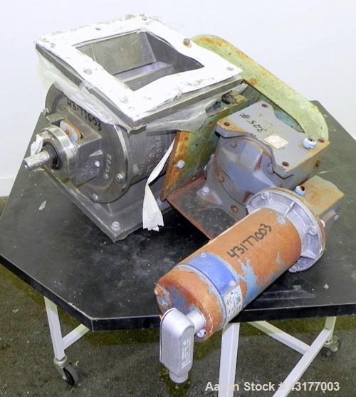 Used Smoot Type 5 Rotary Valve, Model FT9, 316 Stainless Steel. Approximately 0.27 cubic feet per revolution.  8" Diameter x 8" wide open vane 304 stainless steel rotor.  8" x 8’’ Inlet/outlet. Drive...