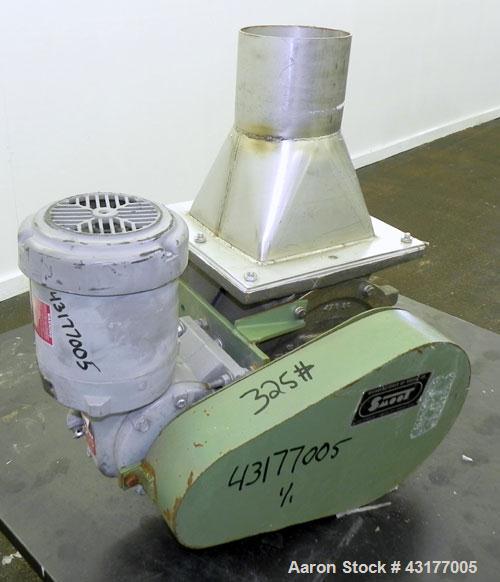 Used Smoot Type 5 Rotary Valve, Model FT9, 316 Stainless Steel. Approximately 0.27 cubic feet per revolution.  8" Diameter x 8" wide open vane 304 stainless steel rotor.  8" x  8’’ Inlet/outlet. Driv...