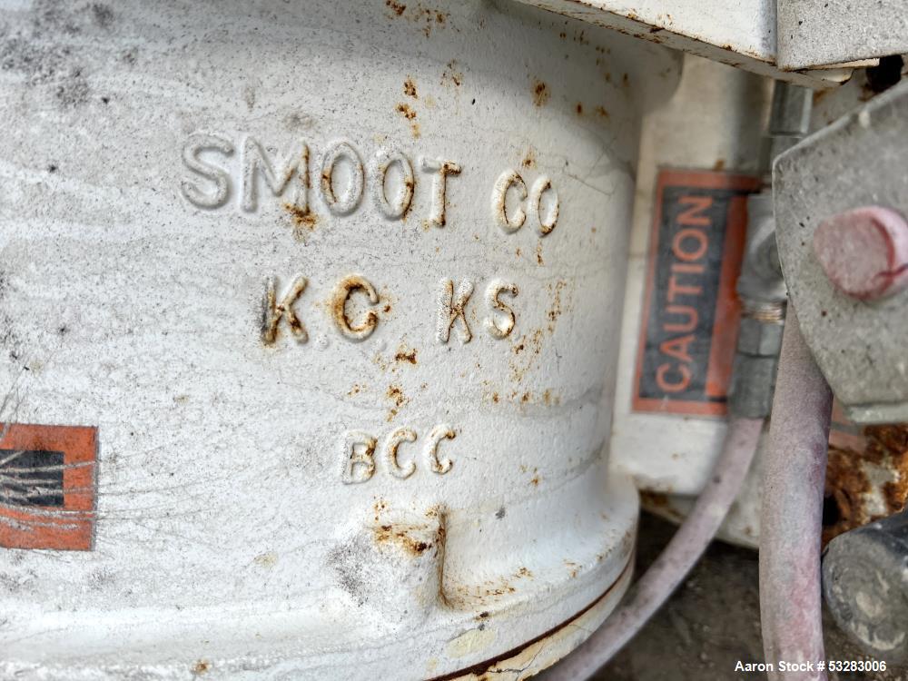 Used Best Engineering Hopper with Rotary Airlock Feeder. Smoot Co KC KS rotary airlock feeder driven by 1hp, 3/60/208-230/460 volt, 1750rpm motor. Hopper 53-1/2" diameter x 14-1/2" straight side x 55...