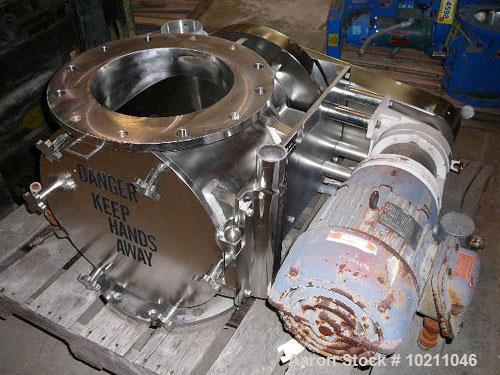Used 12" Diameter Young Shallow Pocketed Rotary Valve, stainless steel, size 12CA-HC-SA CL15. Shop #10750-1. Pharmaceutical grade. 1 hp Spartan motor, 1765 rpm, 460 volt, 213TC frame. SM-Cyclo gear r...