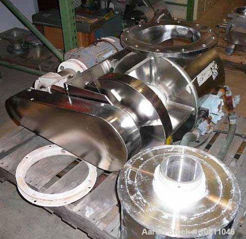 Used 12" Diameter Young Shallow Pocketed Rotary Valve, stainless steel, size 12CA-HC-SA CL15. Shop #10750-1. Pharmaceutical grade. 1 hp Spartan motor, 1765 rpm, 460 volt, 213TC frame. SM-Cyclo gear r...