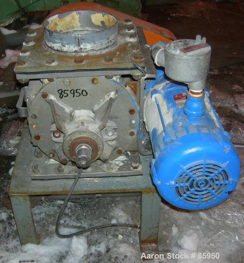 USED: Young Industries rotary valve, model 8INLH, 304 stainless steel.8" x 8". 8 vane closed rotor, approx .182 cubic feet per revolution.8" x 8" inlet/outlet. Driven by a 1/2 hp, 3/60/230/460 volt X...