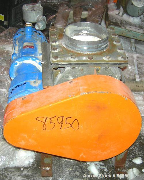 USED: Young Industries rotary valve, model 8INLH, 304 stainless steel.8" x 8". 8 vane closed rotor, approx .182 cubic feet per revolution.8" x 8" inlet/outlet. Driven by a 1/2 hp, 3/60/230/460 volt X...