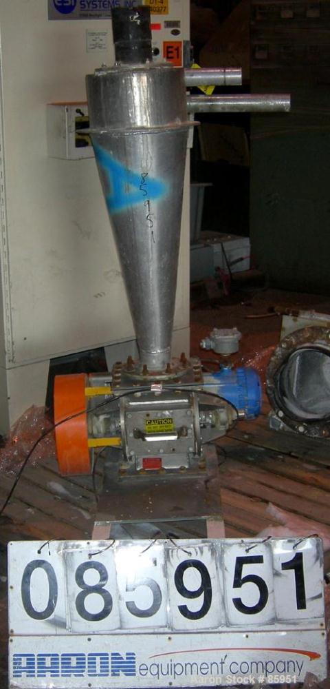 USED: Young Industries Rotary Valve, Model 8INLH, 304 stainless steel. 8" x 8". 8 vane closed rotor, approx .182 cubic feet per revolution. 8" x 8" inlet/outlet. Driven by a 1/2 HP, 3/60/230/460 Volt...