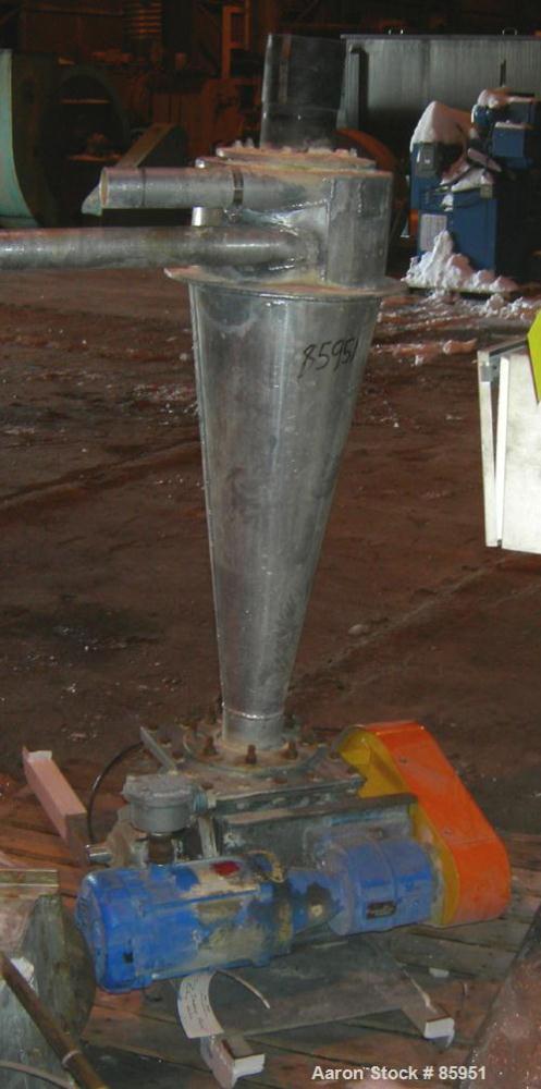 USED: Young Industries Rotary Valve, Model 8INLH, 304 stainless steel. 8" x 8". 8 vane closed rotor, approx .182 cubic feet per revolution. 8" x 8" inlet/outlet. Driven by a 1/2 HP, 3/60/230/460 Volt...