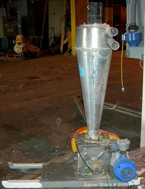 USED: Young Industries Rotary Valve, Model 8INLH, 304 stainless steel. 8" x 8". 8 vane closed rotor, approx .182 cubic feet per revolution. 8" x 8" inlet/outlet. Driven by a 1/2 HP, 3/60/230/460 Volt...