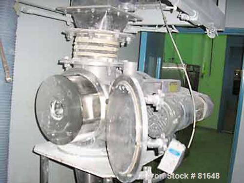 USED: Young 12" rotary airlock, stainless steel. Approx 3/4 hp motor.