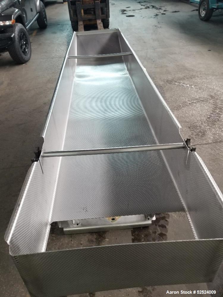 Used Stainless Steel Sanitary Vibratory Scale Feeder – 132” x 24” Dimple Pan | Rotary Scale Feed | Poultry