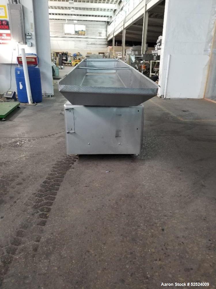 Used Stainless Steel Sanitary Vibratory Scale Feeder – 132” x 24” Dimple Pan | Rotary Scale Feed | Poultry