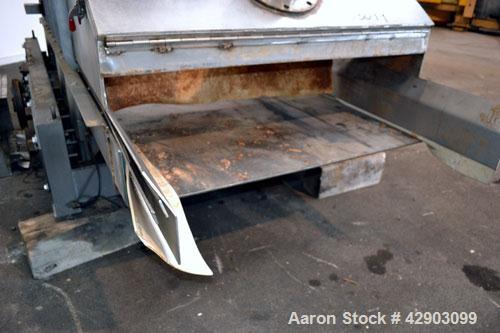 Used Eriez Low-Profile Mechanical Vibratory Feeder, Model HVF 5610, Style 9919823, 316 Stainless Steel. 56 Wide x 120 long x approximate 8 deep pan. Includes 26 tall 304 stainless steel side extensio...