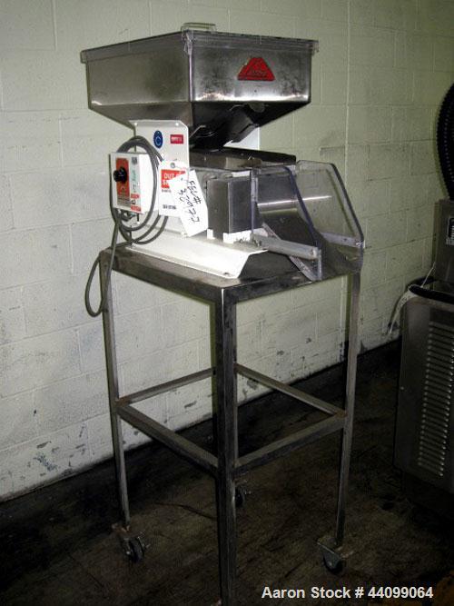 Used- Lakso Vibratory Feeder, Model 64. With Eriez model D vibrator, 4"W chute, 15" x 20" hopper, on stainless steel stand, ...