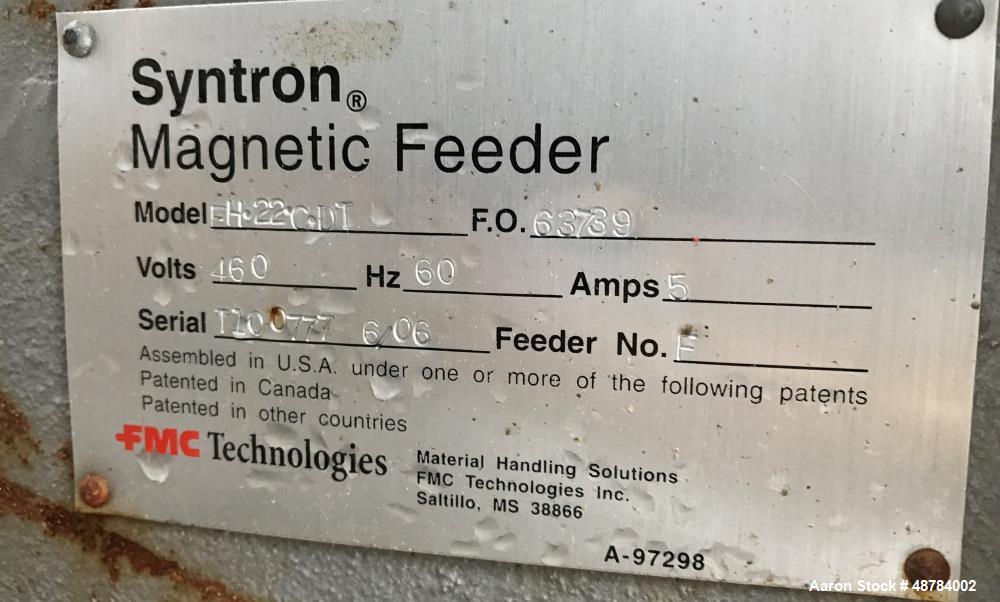 Used FMC Syntron Electromagnetic Vibratory Feeder, Model FH-22-C-DT.