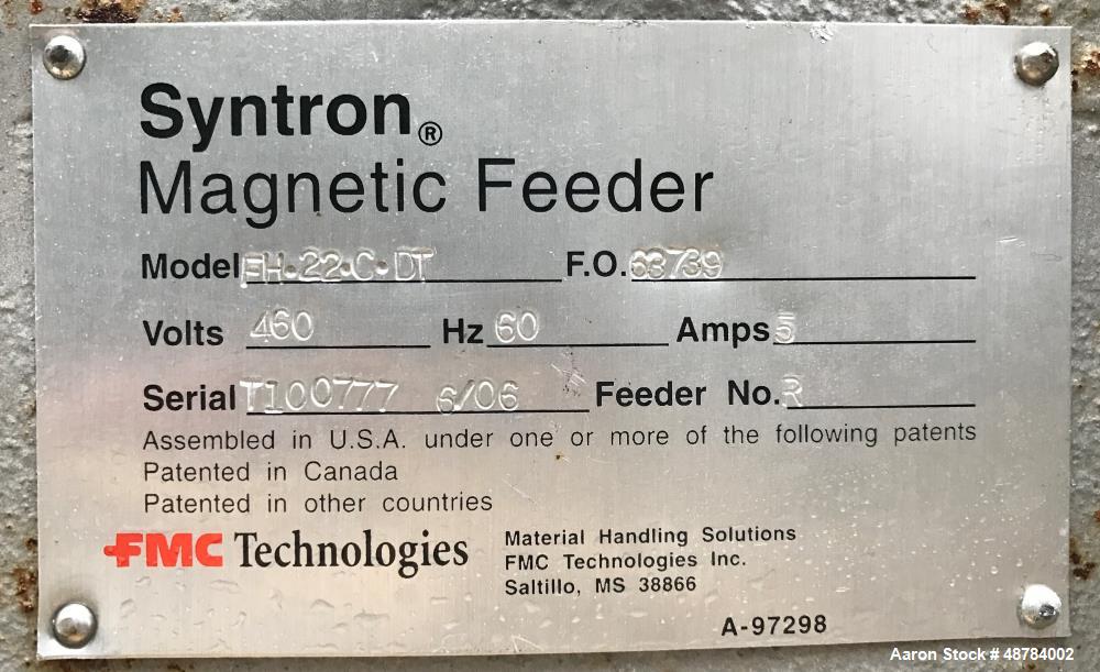 Used FMC Syntron Electromagnetic Vibratory Feeder, Model FH-22-C-DT.
