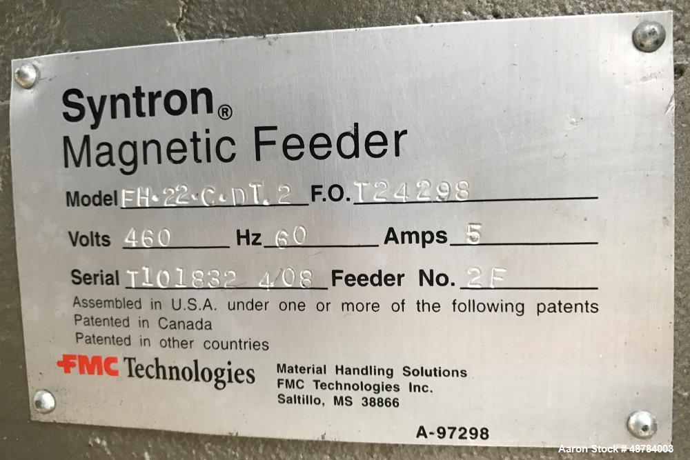 Used FMC Syntron Electromagnetic Vibratory Feeder, Model FH-22-C-DT.