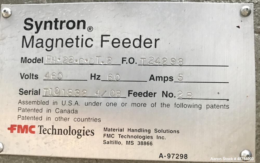 Used FMC Syntron Electromagnetic Vibratory Feeder, Model FH-22-C-DT.