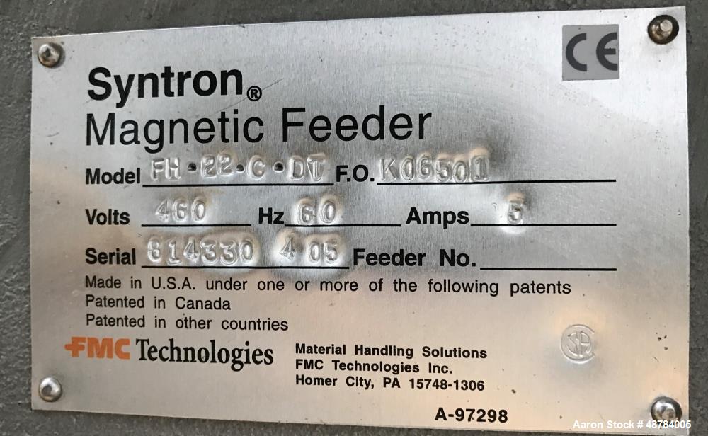 Used FMC Syntron Electromagnetic Vibratory Feeder, Model FH-22-C-DT.