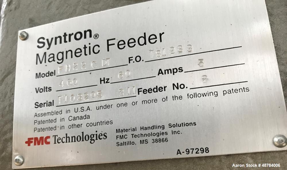 Used FMC Syntron Electromagnetic Vibratory Feeder, Model FH-22-C-DT.