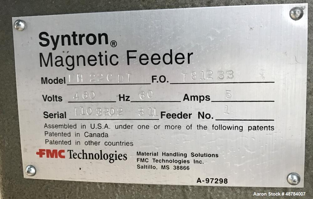 Used FMC Syntron Electromagnetic Vibratory Feeder, Model FH-22-C-DT.