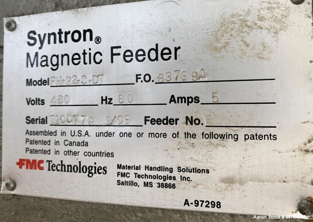 Used FMC Syntron Electromagnetic Vibratory Feeder, Model FH-22-C-DT.