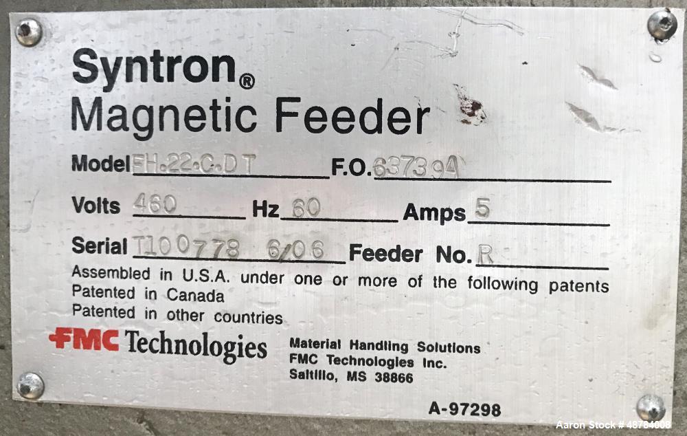 Used FMC Syntron Electromagnetic Vibratory Feeder, Model FH-22-C-DT.