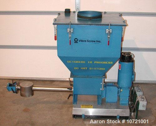 Used Vibra Screw Loss In Weight Feeder System. Includes Vibra Screw model CLIW2-500-5C, 2" screw, rated 52-1040 lbs/hour, feed hopper, load cell platform scale, variable frequency drive controller an...
