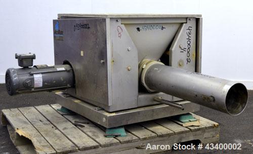 Used Schenk AccuRate Dry Material Feeder, Model 1205. Approximately 6-1/2" diameter x 30" long 304 stainless steel tube (no helix). Dual 1hp, 180 volt, 1750 rpm XP DC gear motors. Vinyl feed hopper, ...