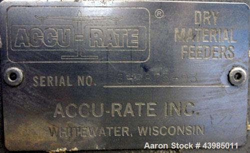 Used AccuRate 600 Series Dry Material Feeder, 316 Stainless Steel. Approximately 2-1/2” diameter x 82” long screw. Feed rates based on 50 pounds per cubic foot are 50-2000 pounds an hour. Driven by (...