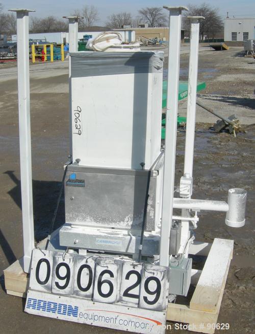 USED: Accurate volumetric dry material feeder. Approximate 2.25" diameter x 40" long stainless steel screw, Approx feed rate to 48 cubic feet an  hour. Vinyl hopper, capacity (.9) cubic feet. Driven ...