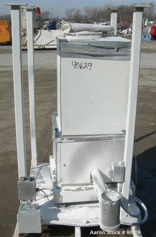USED: Accurate volumetric dry material feeder. Approximate 2.25" diameter x 40" long stainless steel screw, Approx feed rate to 48 cubic feet an  hour. Vinyl hopper, capacity (.9) cubic feet. Driven ...
