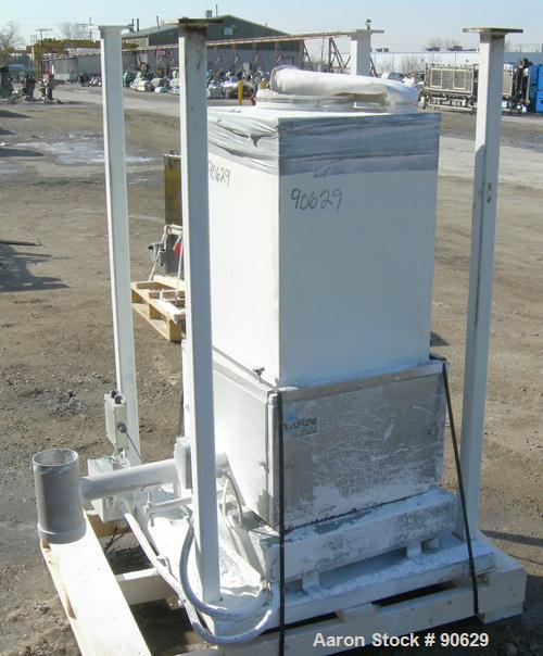USED: Accurate volumetric dry material feeder. Approximate 2.25" diameter x 40" long stainless steel screw, Approx feed rate to 48 cubic feet an  hour. Vinyl hopper, capacity (.9) cubic feet. Driven ...