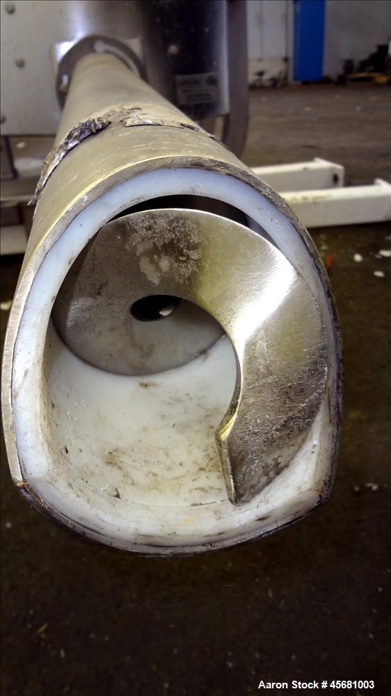 Used AccuRate Feeder, 304 Stainless Steel, 3.5" diameter 316 stainless steel screw, driven by a 1 hp, 230-460 volt, 1725 rpm motor. Serial #55498 01A-MECVM. With Magnetic Products Magnet, Model 13813...