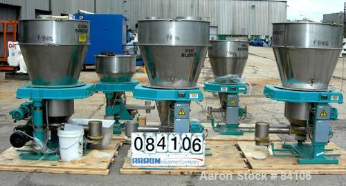 USED: Accurate Volumetric Feeding System consisting of: (1) Multi feeder, 26.25 pounds per minute max, 2.03 min. Approximate 3" diameter auger, driven by a 2.2/1.5 kw, 180 volt, DC gearmotor with hop...