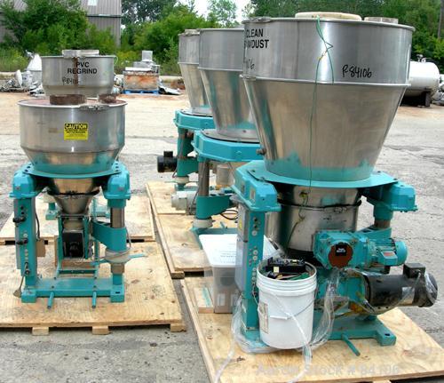 USED: Accurate Volumetric Feeding System consisting of: (1) Multi feeder, 26.25 pounds per minute max, 2.03 min. Approximate 3" diameter auger, driven by a 2.2/1.5 kw, 180 volt, DC gearmotor with hop...